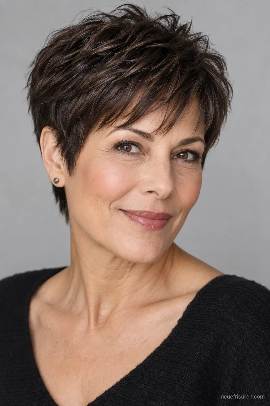 Dunkler Pixie Cut mit weicher Textur – neuefrisuren.com
