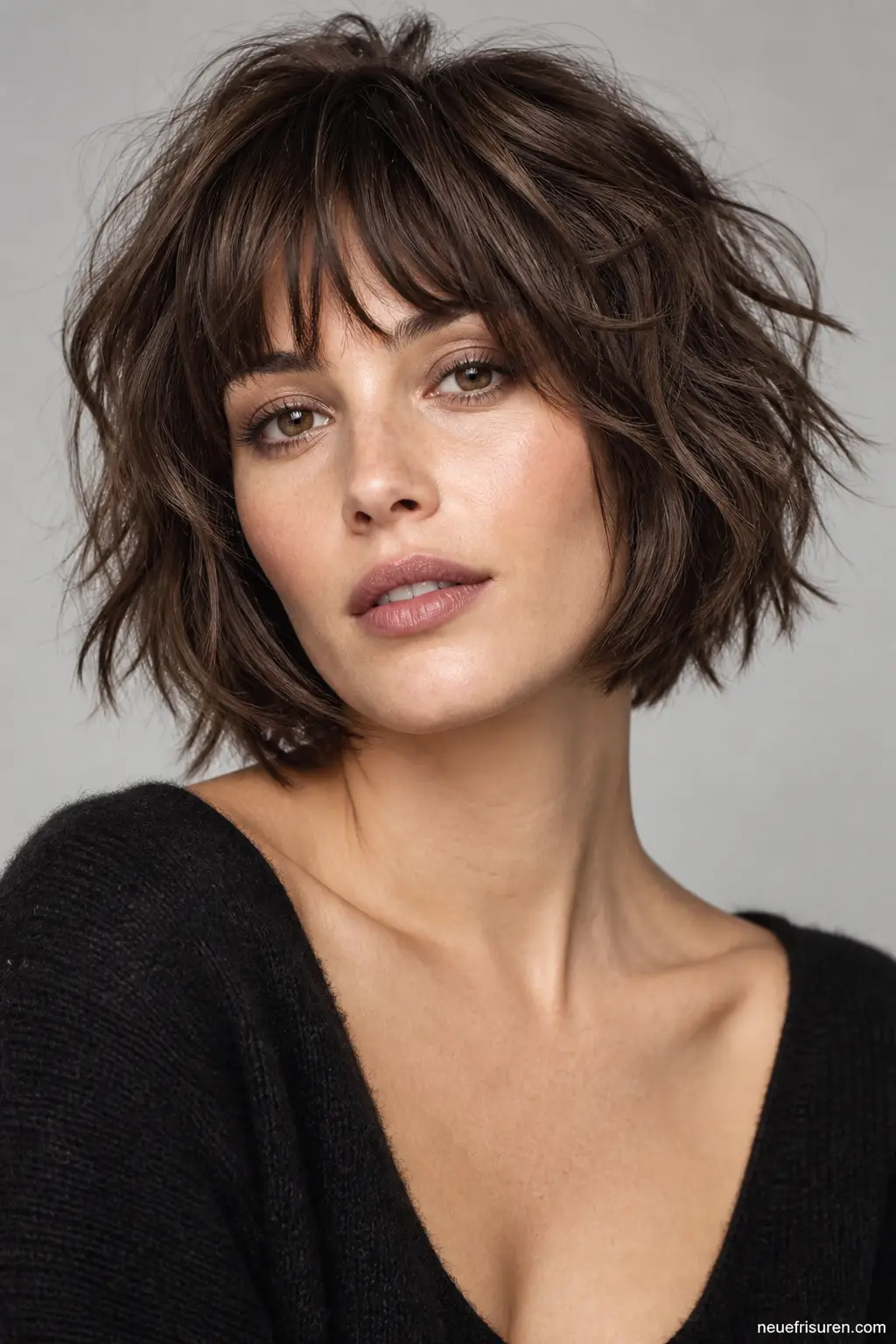 Brauner Choppy Shaggy Bob mit texturierten Spitzen